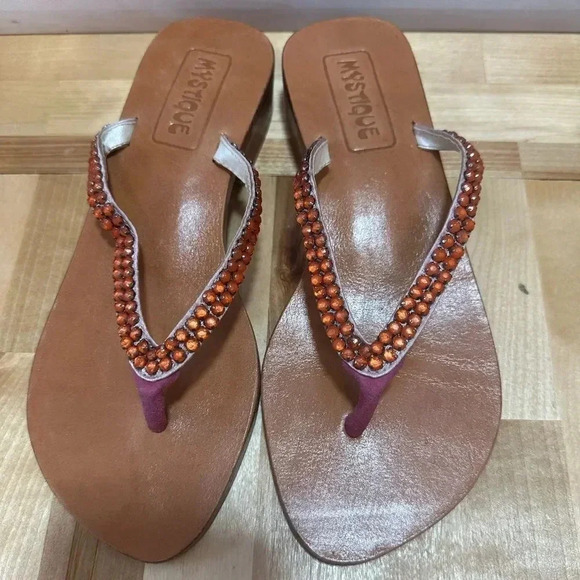 MYSTIQUE SANDALS SIZE 8 ORANGE NWOT - Picture 1 of 4